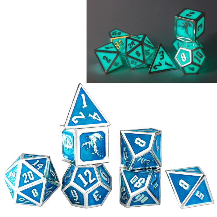 Draconis Silver With Glow In The Dark Dice Set | Gear Gaming Bentonville