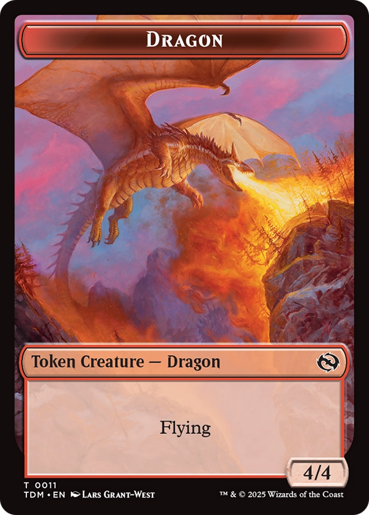 Dragon (0011) // Warrior Double-Sided Token [Tarkir: Dragonstorm Tokens] | Gear Gaming Bentonville