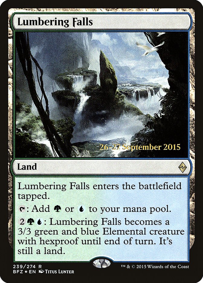Lumbering Falls [Battle for Zendikar Prerelease Promos] | Gear Gaming Bentonville