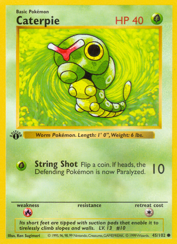 Caterpie (45/102) (Shadowless) [Base Set 1st Edition] | Gear Gaming Bentonville