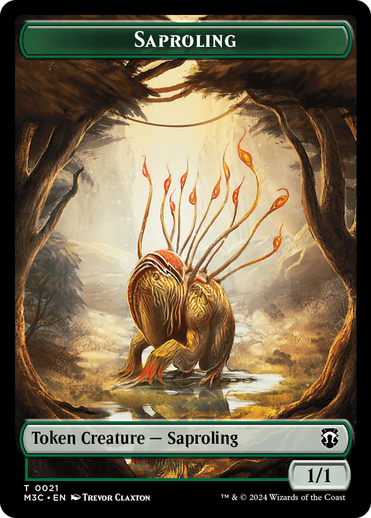 Tarmogoyf (Ripple Foil) // Saproling Double-Sided Token [Modern Horizons 3 Commander Tokens] | Gear Gaming Bentonville