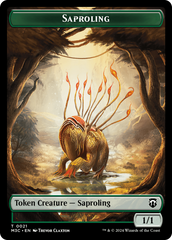 Tarmogoyf (Ripple Foil) // Saproling Double-Sided Token [Modern Horizons 3 Commander Tokens] | Gear Gaming Bentonville