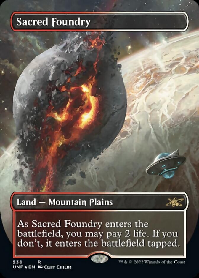 Sacred Foundry (Borderless) (Galaxy Foil) [Unfinity] | Gear Gaming Bentonville