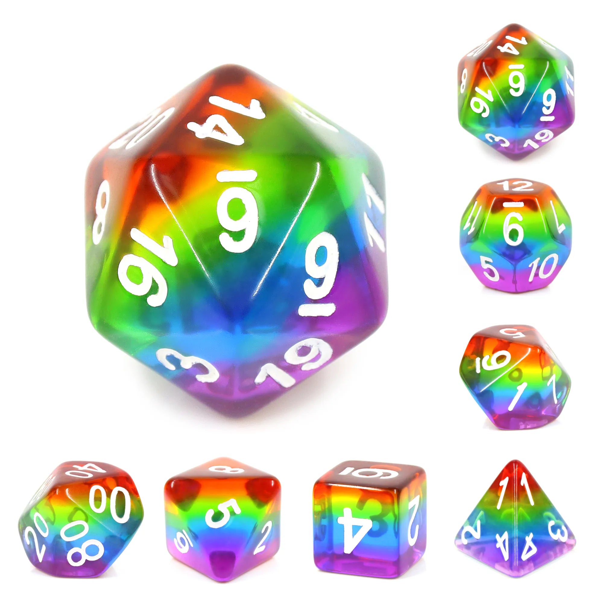 Transparent Rainbow Dice 7pcs Dice Set | Gear Gaming Bentonville