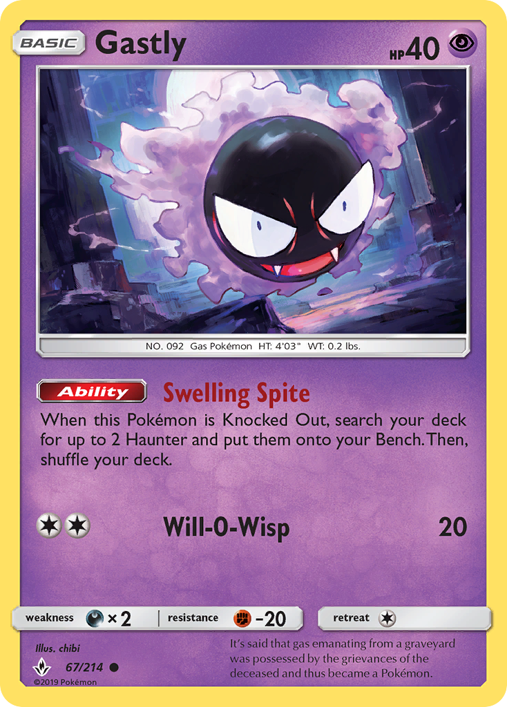 Gastly (67/214) [Sun & Moon: Unbroken Bonds] | Gear Gaming Bentonville