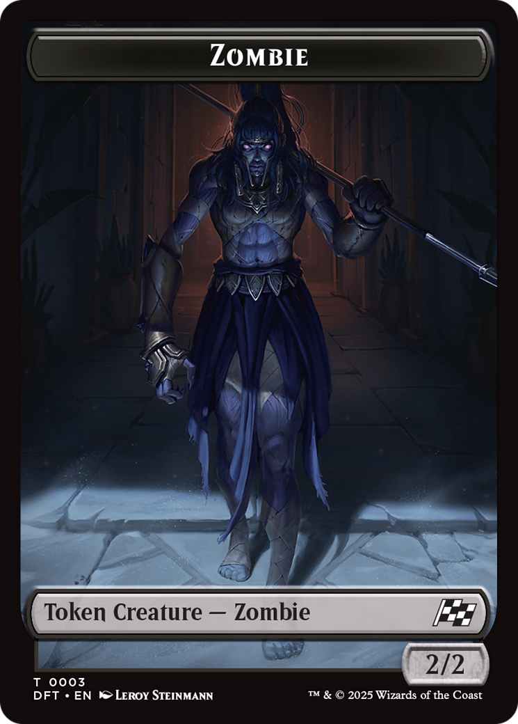 Zombie Warrior // Zombie (0003) Double-Sided Token [Aetherdrift Commander Tokens] | Gear Gaming Bentonville