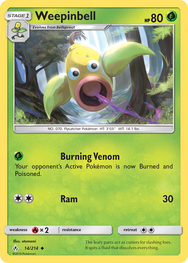 Weepinbell (14/214) [Sun & Moon: Unbroken Bonds] | Gear Gaming Bentonville