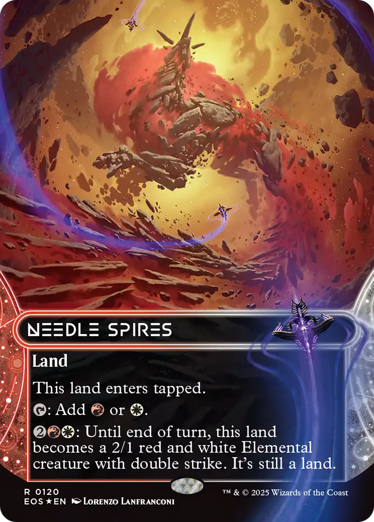 Needle Spires (0120) (Borderless) (Galaxy Foil) [Edge of Eternities: Stellar Sights] | Gear Gaming Bentonville
