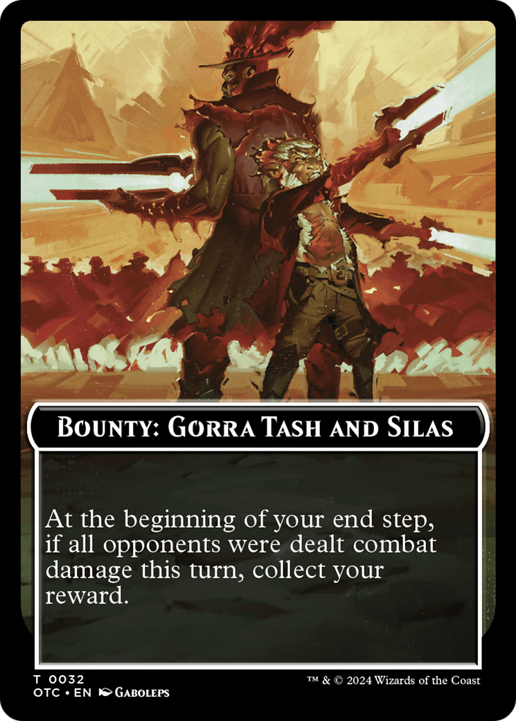 Bounty: Gorra Tash and Silas // Bounty Rules Double-Sided Token [Outlaws of Thunder Junction Commander Tokens] | Gear Gaming Bentonville