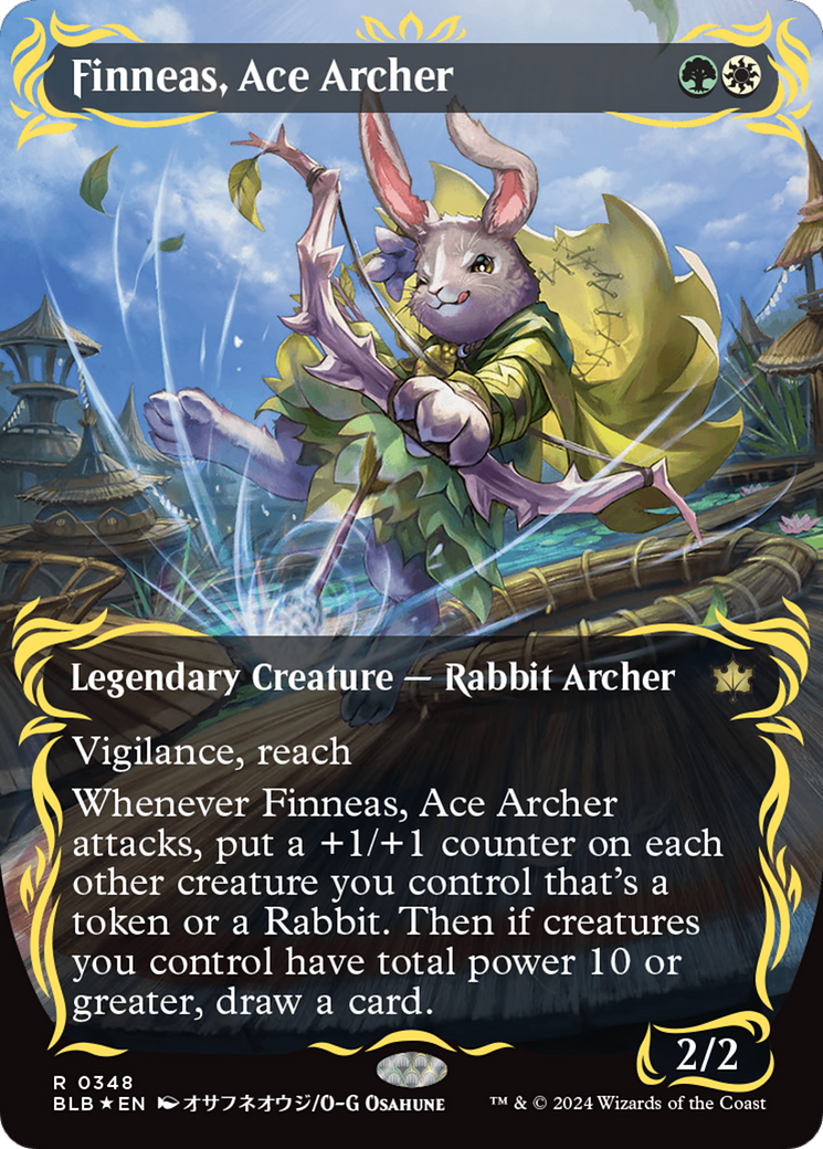 Finneas, Ace Archer (Borderless) (Raised Foil) [Bloomburrow] | Gear Gaming Bentonville