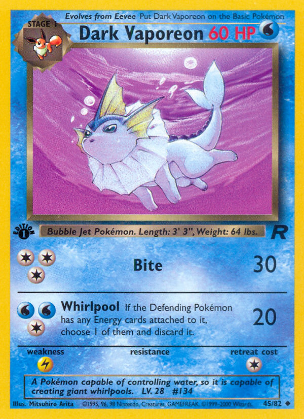 Dark Vaporeon (45/82) [Team Rocket 1st Edition] | Gear Gaming Bentonville