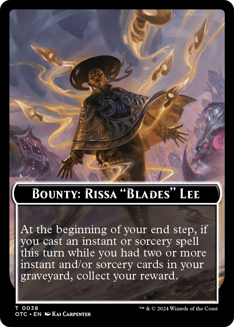 Bounty: Rissa "Blades" Lee // Bounty Rules Double-Sided Token [Outlaws of Thunder Junction Commander Tokens] | Gear Gaming Bentonville