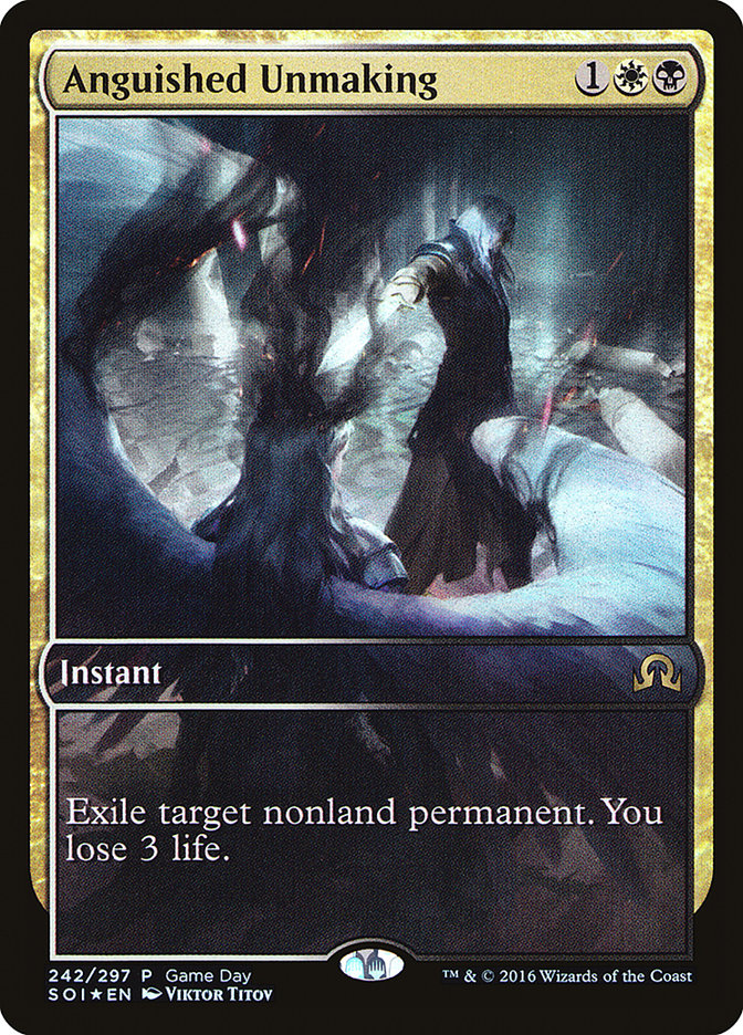 Anguished Unmaking (Game Day) (Full Art) [Shadows over Innistrad Promos] | Gear Gaming Bentonville