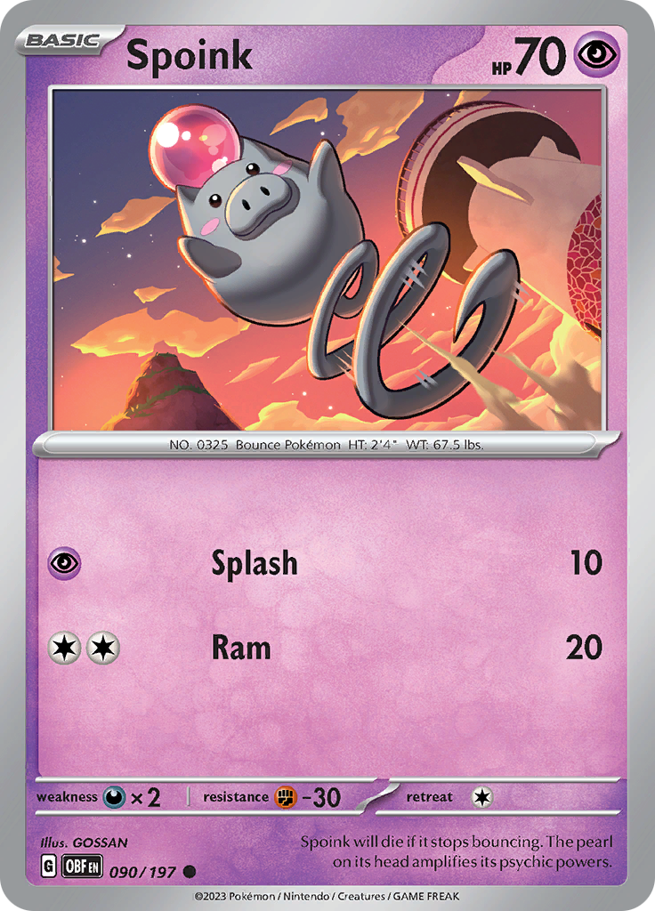 Spoink (090/197) [Scarlet & Violet: Obsidian Flames] | Gear Gaming Bentonville