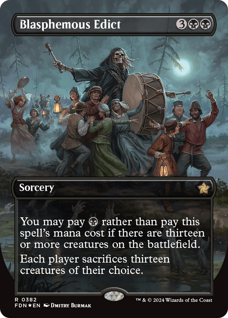 Blasphemous Edict (Borderless) (Mana Foil) [Foundations] | Gear Gaming Bentonville