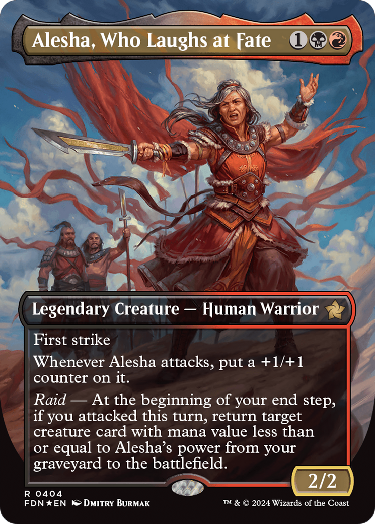 Alesha, Who Laughs at Fate (Borderless) (Mana Foil) [Foundations] | Gear Gaming Bentonville