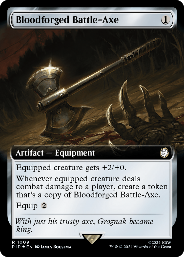 Bloodforged Battle-Axe (Extended Art) (Surge Foil) [Fallout] | Gear Gaming Bentonville