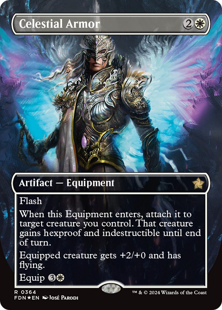 Celestial Armor (Borderless) (Mana Foil) [Foundations] | Gear Gaming Bentonville