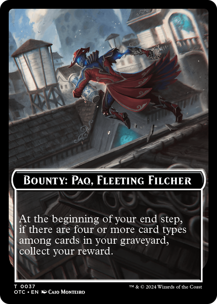 Bounty: Paq, Fleeting Filcher // Bounty Rules Double-Sided Token [Outlaws of Thunder Junction Commander Tokens] | Gear Gaming Bentonville