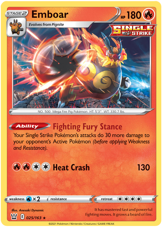 Emboar (025/163) [Sword & Shield: Battle Styles] | Gear Gaming Bentonville