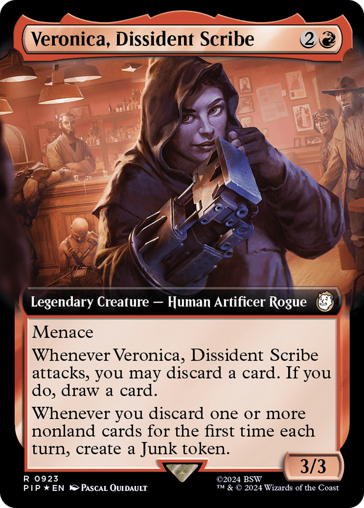 Veronica, Dissident Scribe (Extended Art) (Surge Foil) [Fallout] | Gear Gaming Bentonville