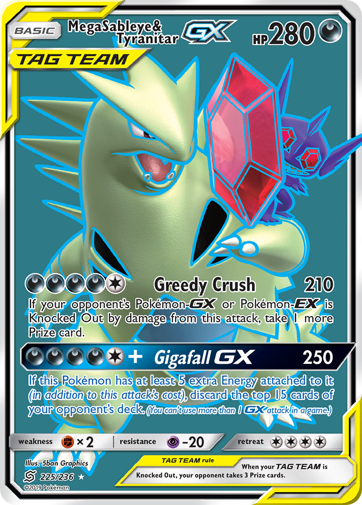 Mega Sableye & Tyranitar GX (225/236) [Sun & Moon: Unified Minds] | Gear Gaming Bentonville