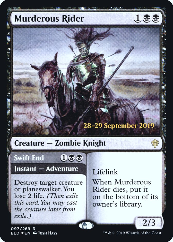 Murderous Rider // Swift End [Throne of Eldraine Prerelease Promos] | Gear Gaming Bentonville