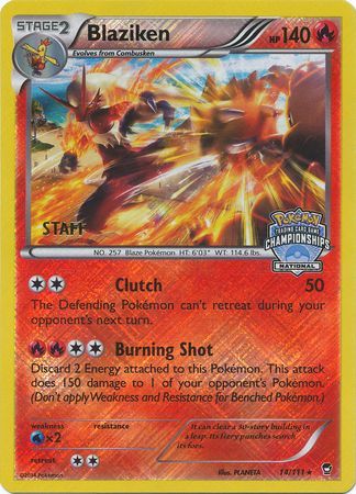 Blaziken (14/111) (Staff National Championship Promo) [XY: Furious Fists] | Gear Gaming Bentonville