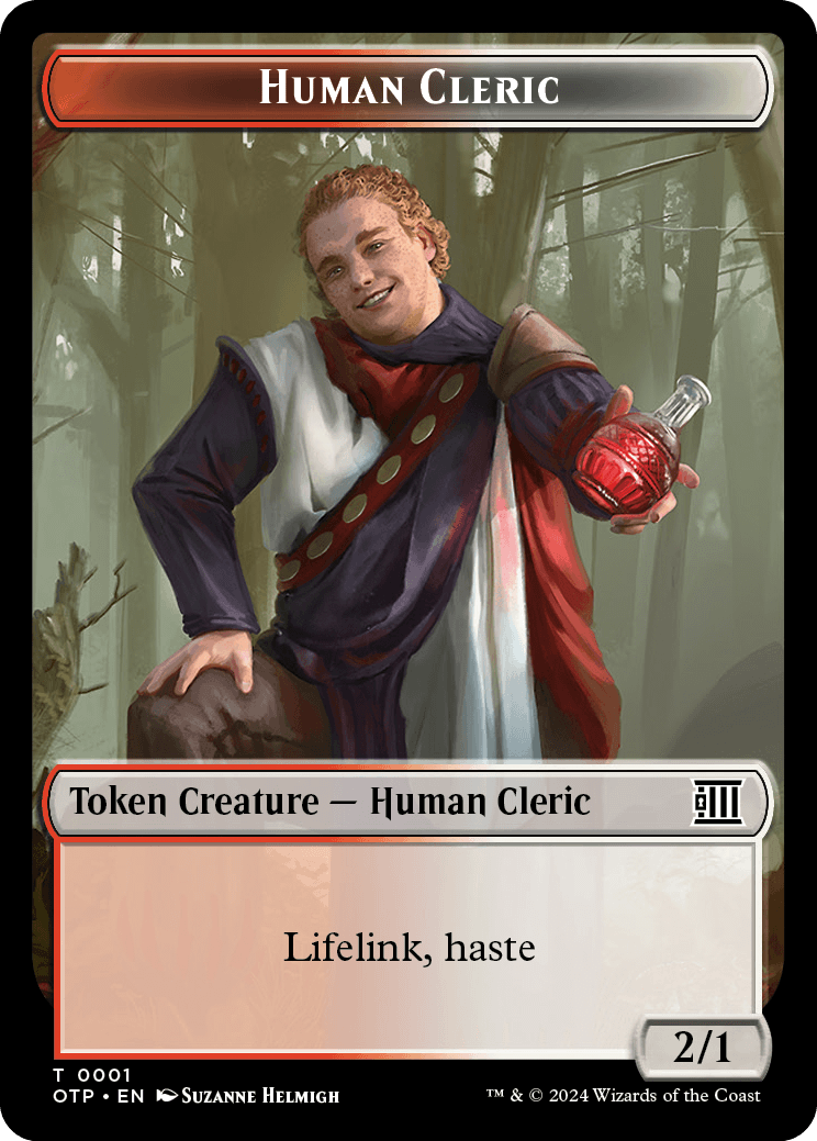 Human Cleric // Plot Double-Sided Token [Outlaws of Thunder Junction Tokens] | Gear Gaming Bentonville