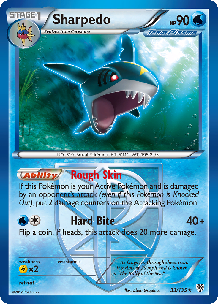 Sharpedo (33/135) [Black & White: Plasma Storm] | Gear Gaming Bentonville