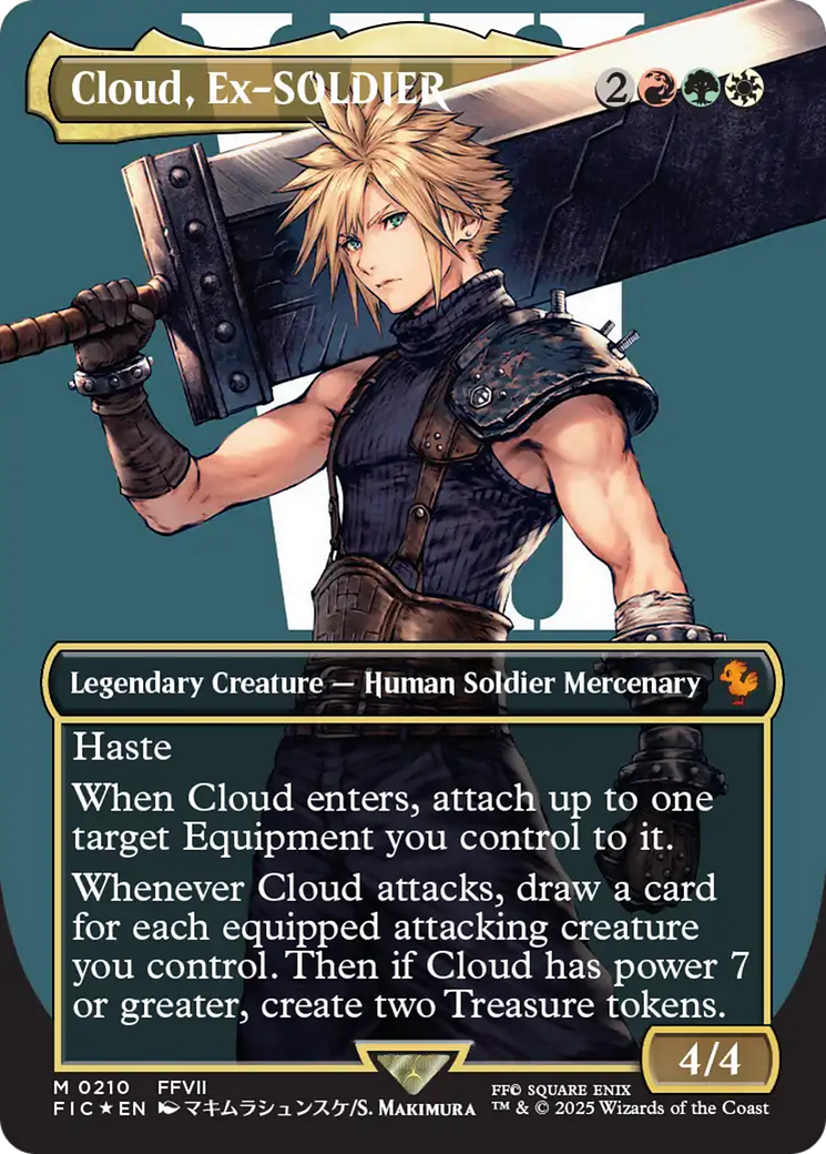 Cloud, Ex-SOLDIER (Borderless) (Surge Foil) [FINAL FANTASY Commander] | Gear Gaming Bentonville