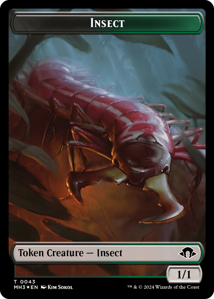 Insect (0043) (Ripple Foil) // Zombie Double-Sided Token [Modern Horizons 3 Tokens] | Gear Gaming Bentonville