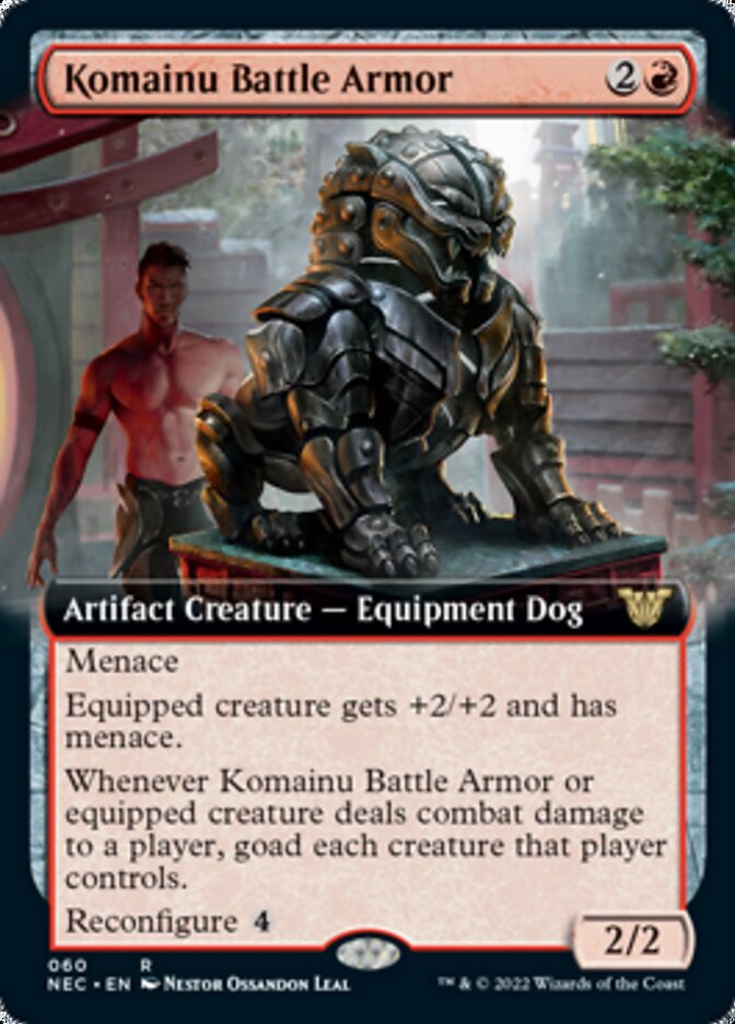 Komainu Battle Armor (Extended Art) [Kamigawa: Neon Dynasty Commander] | Gear Gaming Bentonville