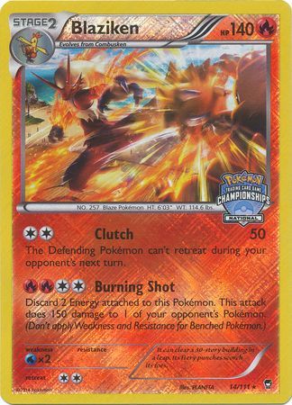 Blaziken (14/111) (National Championship Promo) [XY: Furious Fists] | Gear Gaming Bentonville