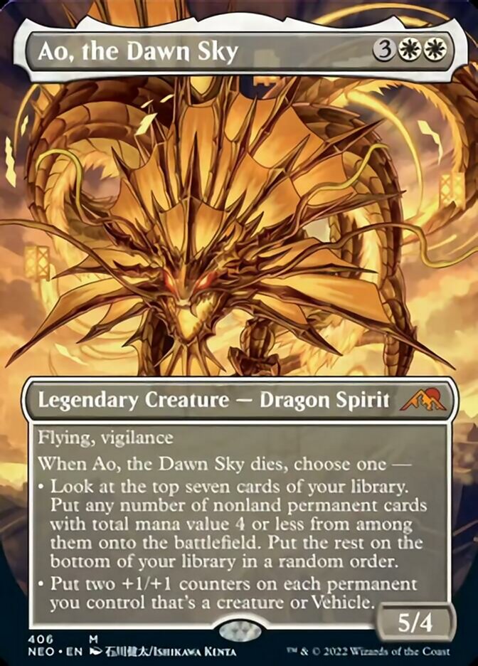 Ao, the Dawn Sky (Borderless Alternate Art) [Kamigawa: Neon Dynasty] | Gear Gaming Bentonville