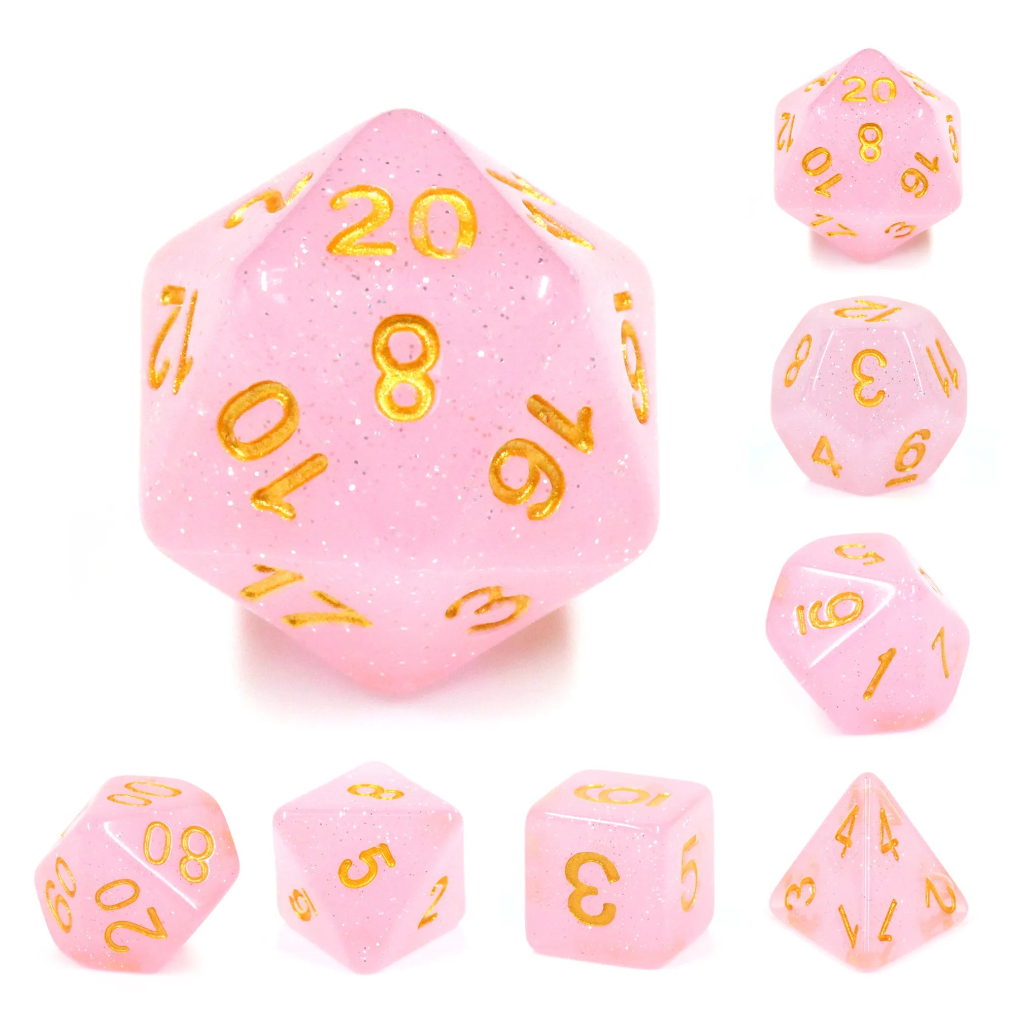 Pink Glitter Dice 7pcs Dice Set | Gear Gaming Bentonville