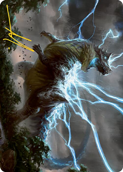 Thrasta, Tempest's Roar Art Card (41) (Gold-Stamped Signature) [Modern Horizons 2 Art Series] | Gear Gaming Bentonville