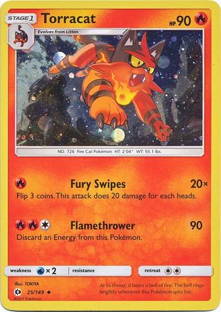 Torracat (25/149) (Cosmos Holo) [Sun & Moon: Base Set] | Gear Gaming Bentonville