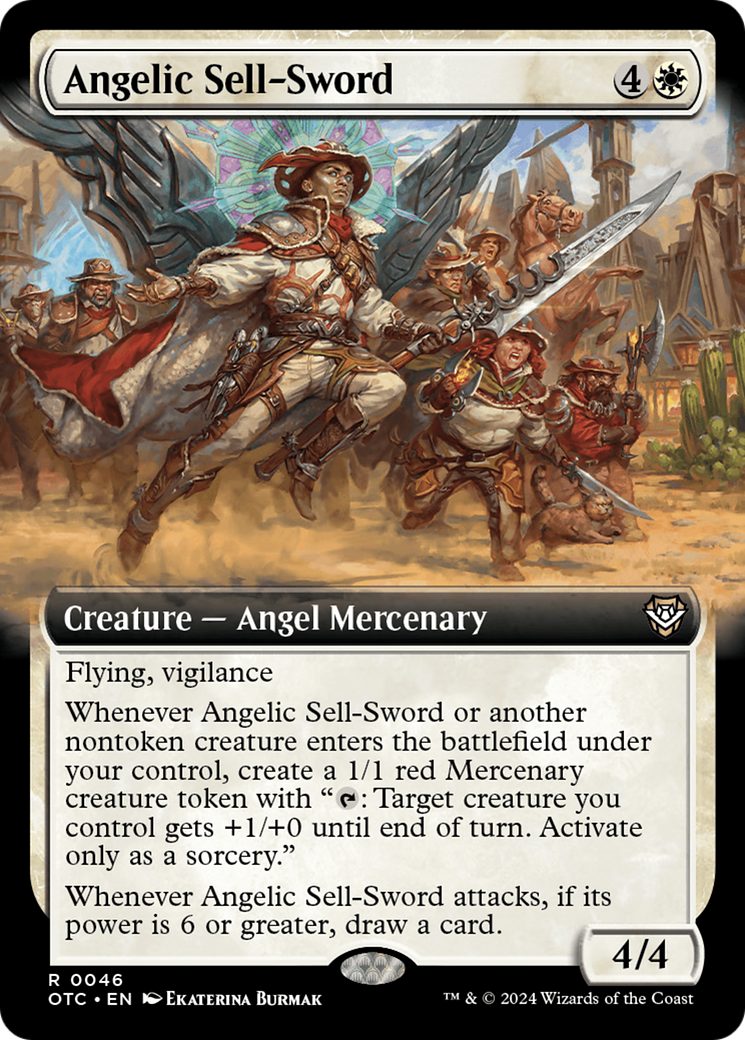 Angelic Sell-Sword (Extended Art) [Outlaws of Thunder Junction Commander] | Gear Gaming Bentonville