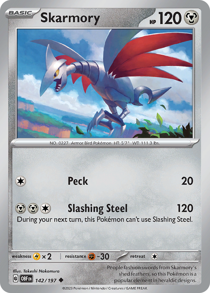 Skarmory (142/197) [Scarlet & Violet: Obsidian Flames] | Gear Gaming Bentonville