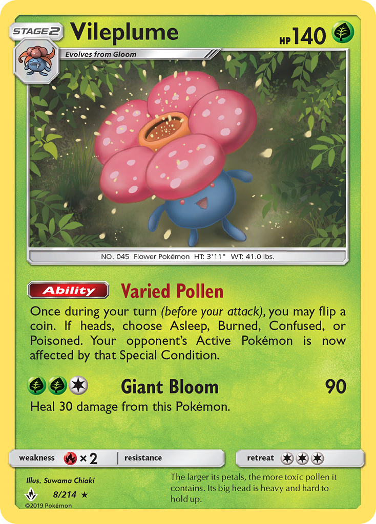 Vileplume (8/214) [Sun & Moon: Unbroken Bonds] | Gear Gaming Bentonville