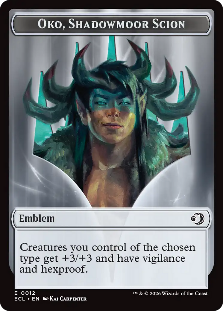 Elk // Emblem - Oko, Shadowmoor Scion Double-Sided Token [Lorwyn Eclipsed Tokens] | Gear Gaming Bentonville