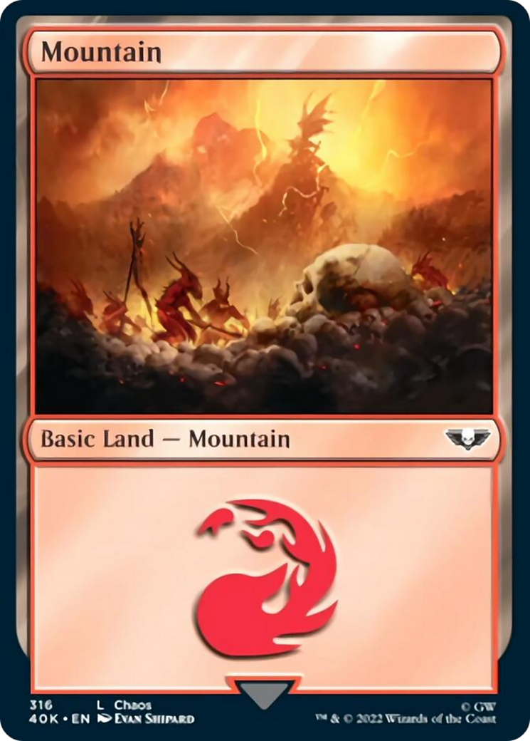 Mountain (316) (Surge Foil) [Warhammer 40,000] | Gear Gaming Bentonville