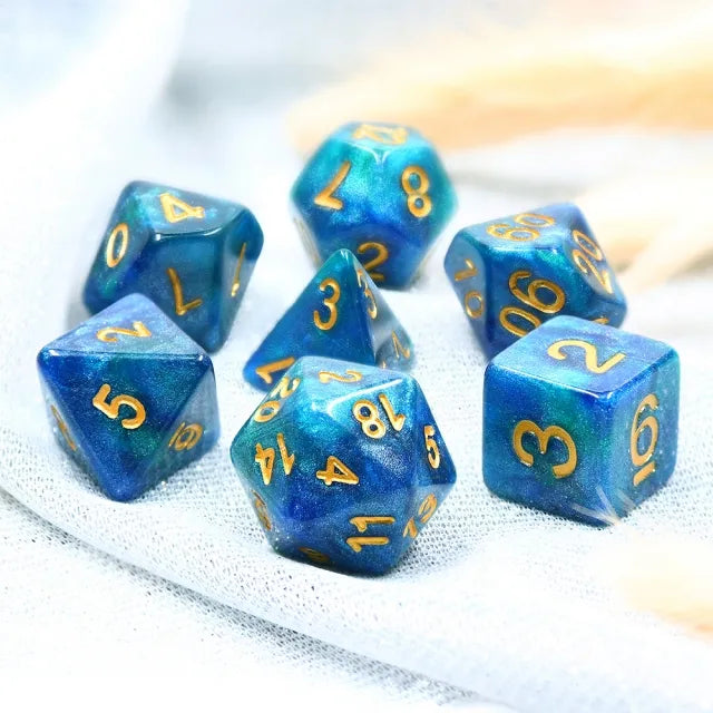 Blue Green Galaxy 7pcs Dice Set | Gear Gaming Bentonville