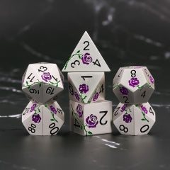 Purple Rose Electroplated Silver Metal 7pcs Dice Set | Gear Gaming Bentonville