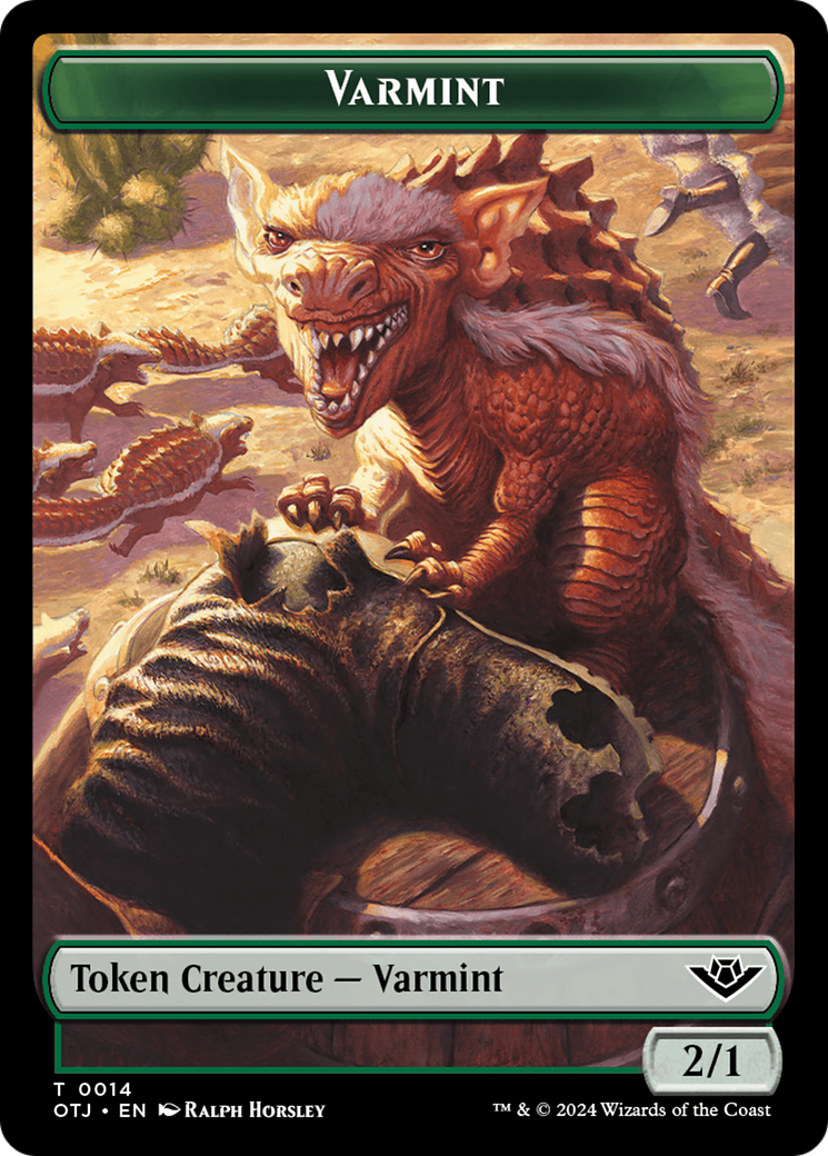 Mercenary // Varmint Double-Sided Token [Outlaws of Thunder Junction Tokens] | Gear Gaming Bentonville