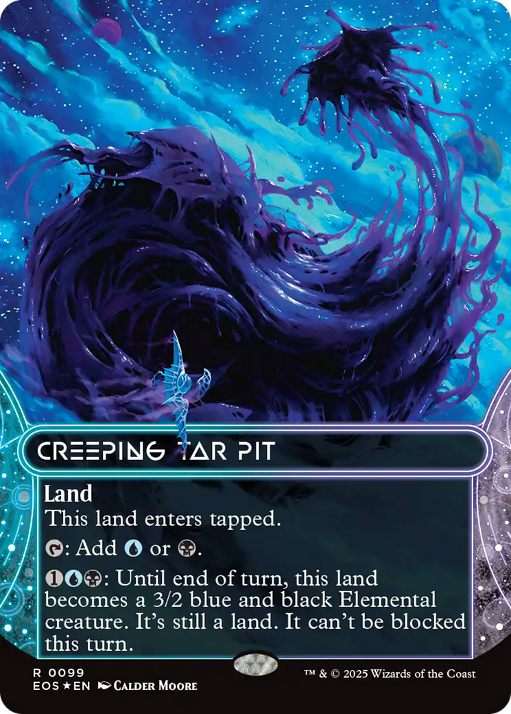 Creeping Tar Pit (0099) (Borderless) (Galaxy Foil) [Edge of Eternities: Stellar Sights] | Gear Gaming Bentonville