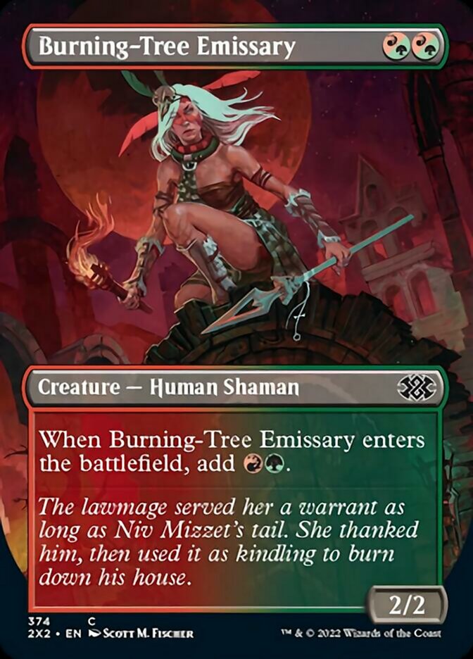 Burning-Tree Emissary (Borderless Alternate Art) [Double Masters 2022] | Gear Gaming Bentonville