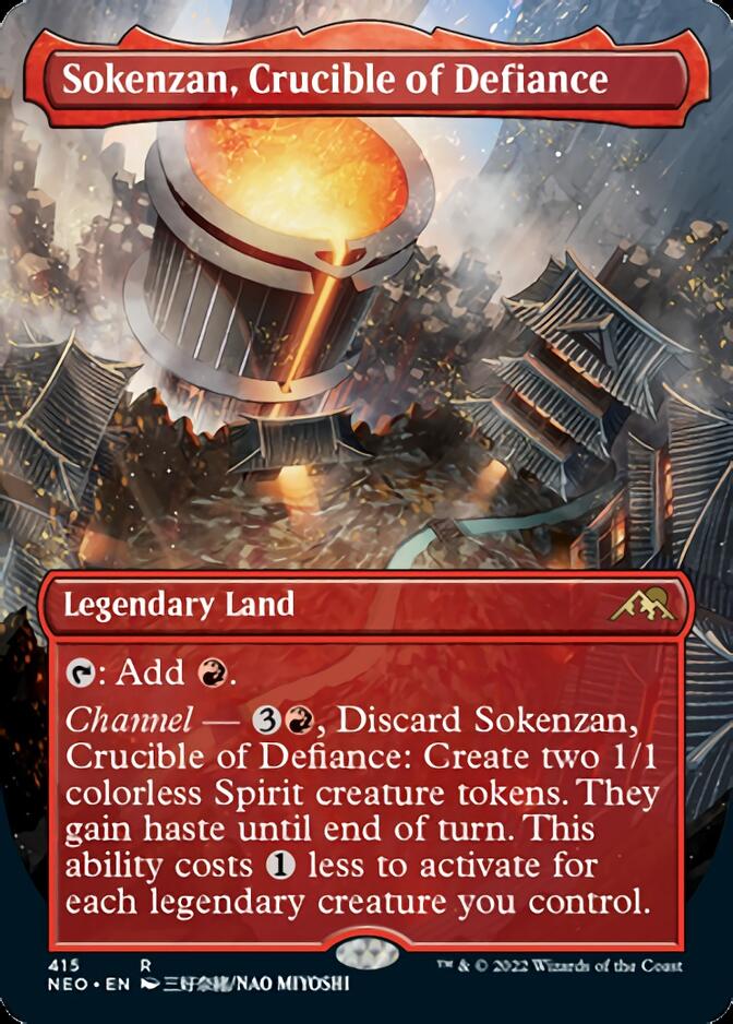 Sokenzan, Crucible of Defiance (Borderless Alternate Art) [Kamigawa: Neon Dynasty] | Gear Gaming Bentonville