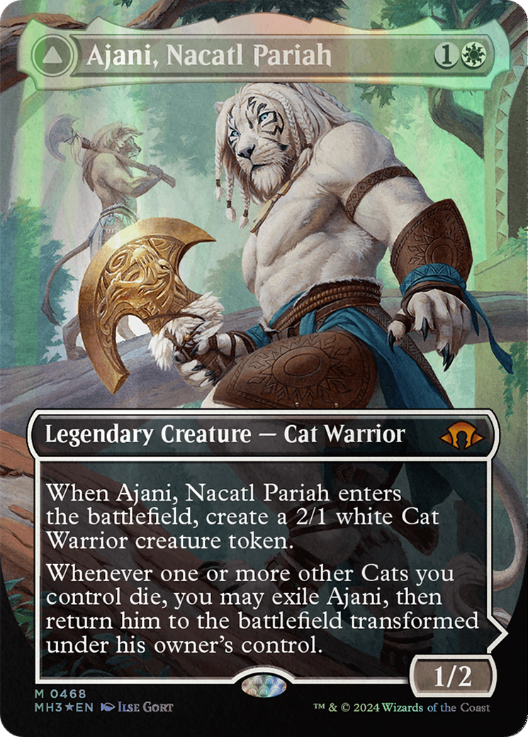 Ajani, Nacatl Pariah // Ajani, Nacatl Avenger (Borderless) (Textured Foil) [Modern Horizons 3] | Gear Gaming Bentonville